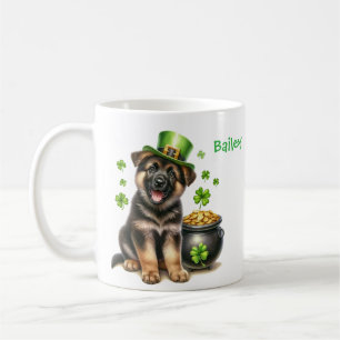 Taza De Café Pastor Alemán Personalizado Día de San Patricio