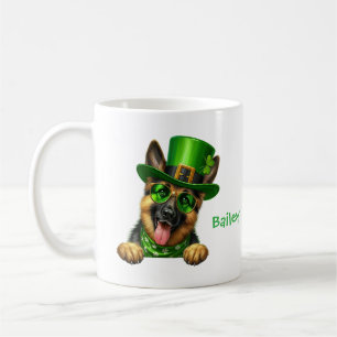 Taza De Café Pastor Alemán Personalizado Día de San Patricio 
