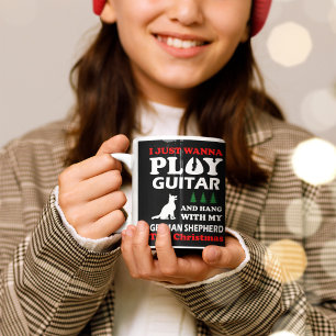 Taza De Café pastor alemán sólo quiero tocar guitarra