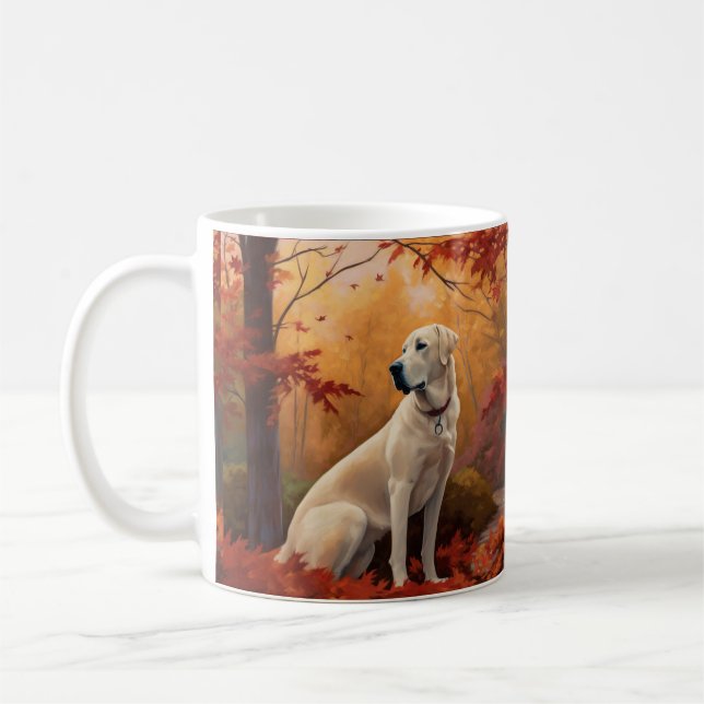 Taza De Café Pastor anatoliano en hojas otoñales se inspira (Izquierda)