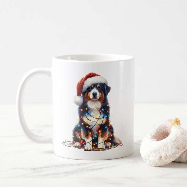 Taza De Café Pastor australiano envuelto en luz de Navidades (Con donut)