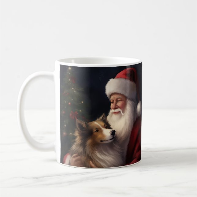Taza De Café Pastor de las Islas Shetland Santa Claus Navidades (Izquierda)