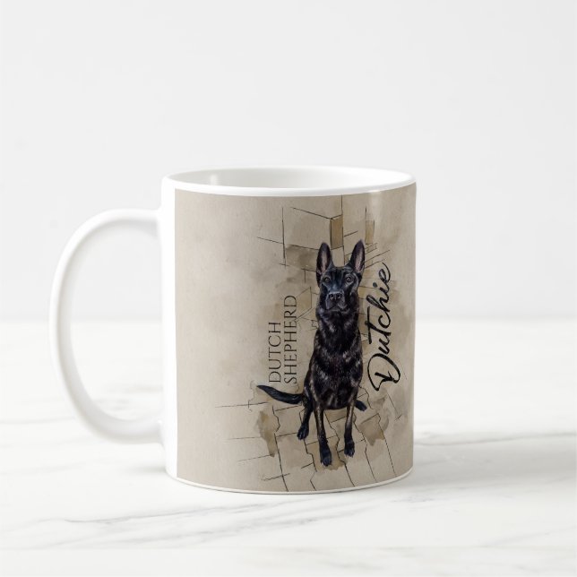 Taza De Café Pastor holandés - Ilustracion holandés (Izquierda)