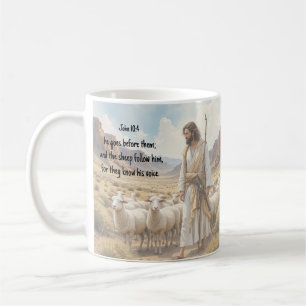 Taza De Café Pastor va delante de ellos Escritura Bíblica