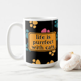 Taza De Café Pata de gato negro divertida y linda 