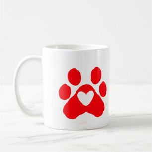 Taza De Café Pata de perro corazón rojo mascota agregar nombre