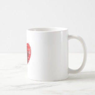 Taza De Café Pata de perro dibujada en corazón rojo