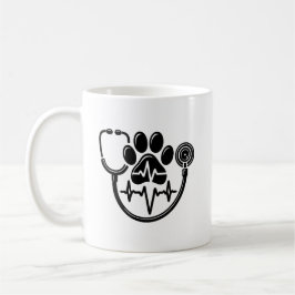 Taza De Café pata de perro y estetoscopio con pulso