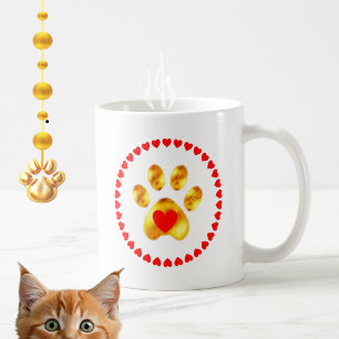 Taza De Café Pata dorada elegante con corazones