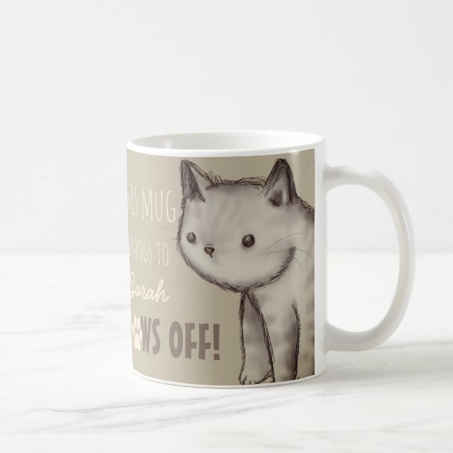 Taza De Café Patas lindas de encargo del ilustracion del gato (Derecha)