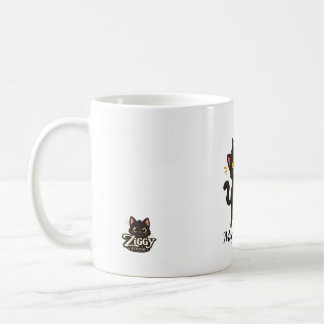 Taza De Café Patas Mágicas - Gato Negro Ziggy Personalizado 