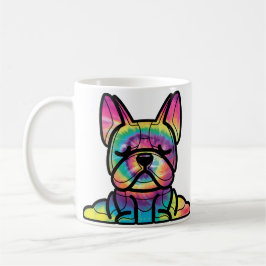 Taza De Café Patas Pacíficas: Yoga Bulldog en Colores Tie Dye