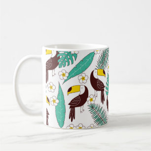 Taza De Café Patata sin costura, baldosa con hojas de palma y