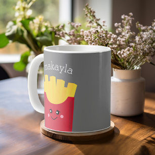 Taza De Café Patatas fritas lindas de Kawaii con nombre de