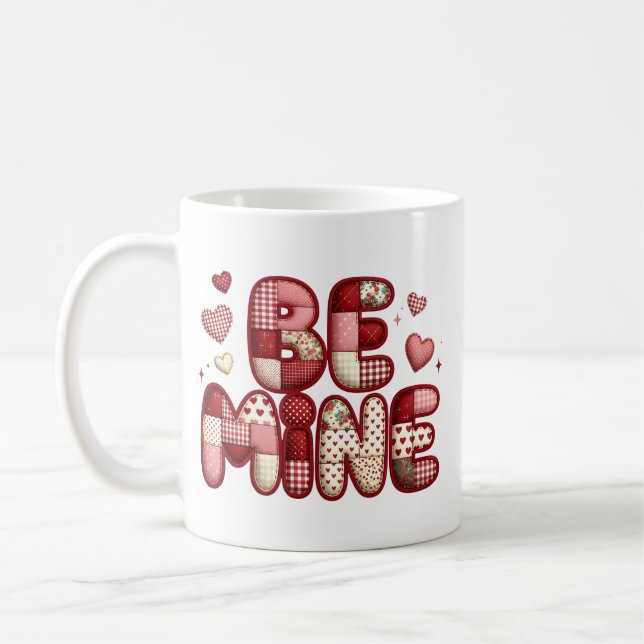 Taza De Café Patchwork "Be Mine" Valentine's  Mug (Izquierda)