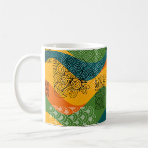 Taza De Café Patchwork de moda: Undulating Abstract Art