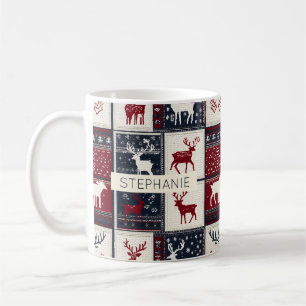 Taza De Café Patchwork de Navidades nórdicos   Reno de punto