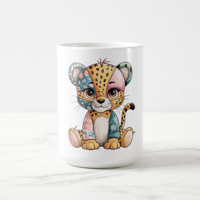 Taza De Café Patchwork floral adorable lindo bebé Cheetah Nurse (Centro)