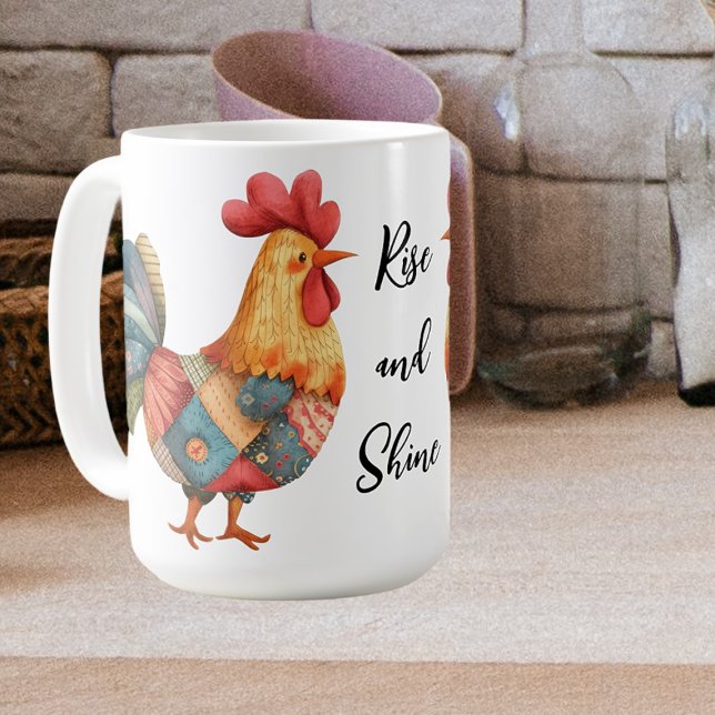 Taza De Café Patchwork Morning Rooster (Subido por el creador)