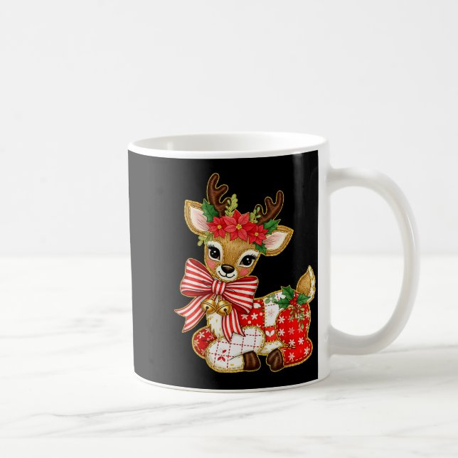 Taza De Café Patchwork Reindeer Preppy Girly Christmas Xmas Hol (Derecha)