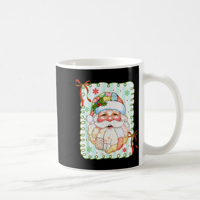 Taza De Café Patchwork Santa Claus Face Coquette Merry Christma (Derecha)