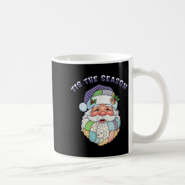 Taza De Café Patchwork Santa Claus Face Preppy Girly Christmas  (Derecha)