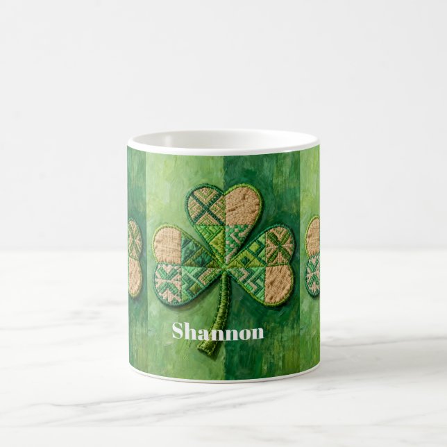 Taza De Café Patchwork Shamrocks St. Patrick's Day (Centro)