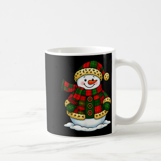 Taza De Café Patchwork Snowman Retro Funny Christmas Snowman Ho (Derecha)