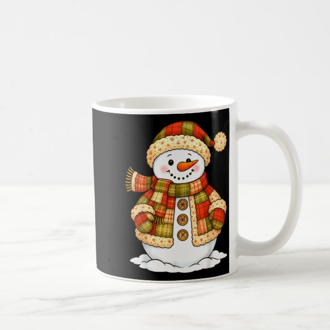Taza De Café Patchwork Snowman Retro Funny Snowman Holiday Chri (Derecha)