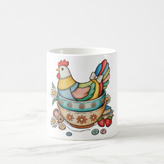 Taza De Café Patchwork Vintage Hen Quilted Chicken Thrifty