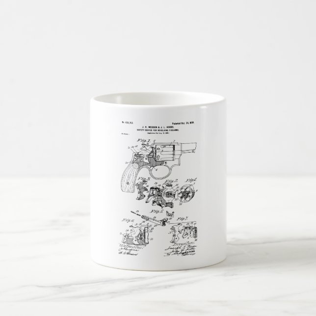 Taza De Café Patente Smith y Wesson Hammerless Pistol 1898 (Centro)