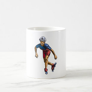 Taza De Café Patinador en Línea Genial Arte Retro en Patines