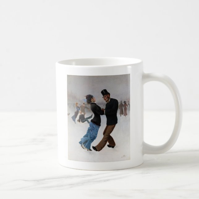 Taza De Café Patinadores de hielo románticos de época (Derecha)