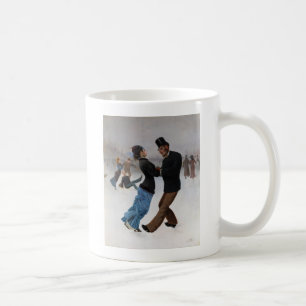 Taza De Café Patinadores de hielo románticos del vintage