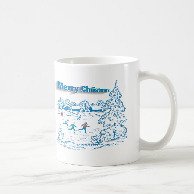 Taza De Café Patinaje de hielo del invierno (Derecha)