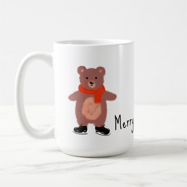 Taza De Café Patinaje de oso divertido (Izquierda)