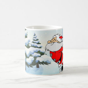 Taza De Café Patinaje De Santa Claus Sobre Nieve Hielo