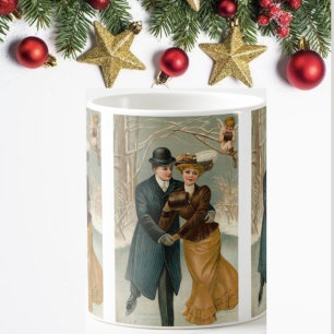 Taza De Café Patinaje en pareja, escena vintage