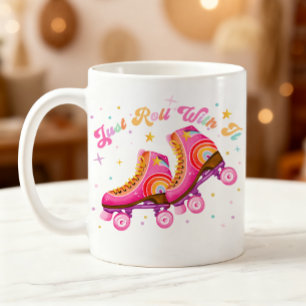 Taza De Café Patinaje Sobre Ruedas Adolescente Retro Rosa Just 
