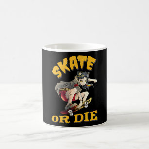 Taza De Café Patinar o morir Chica Skateboarder