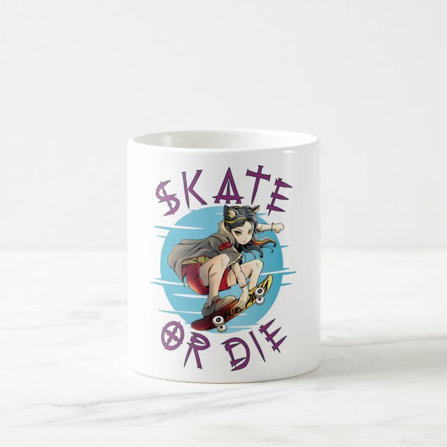 Taza De Café Patinar o morir Chica Skateboarder (Centro)