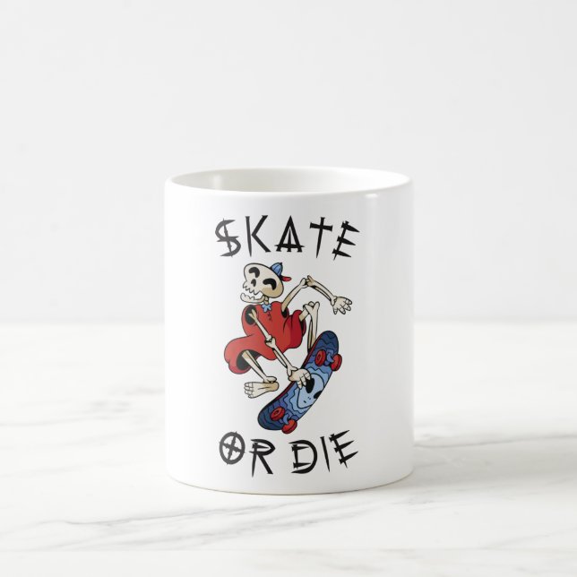 Taza De Café Patinar o morir payaso Esqueleto Patinador (Centro)