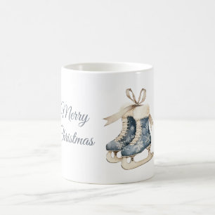 Taza De Café Patines de hielo copos de nieve azules