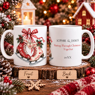 Taza De Café Patines de hielo de Navidad nórdicos Romance de in