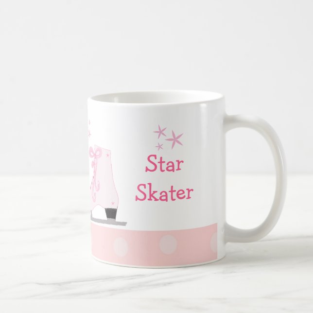 Taza De Café Patines De Hielo Rosado - Patinador Estrella (Derecha)