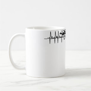 Taza De Café Patines De Rodillos De Ritmo Cardíaco Ecg En Línea