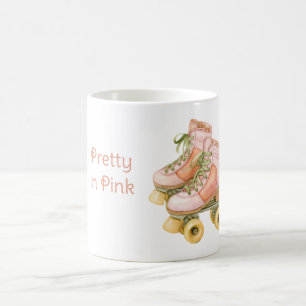 Taza De Café Patines Sobre Ruedas Con Cordones Rosa Verde Rubor