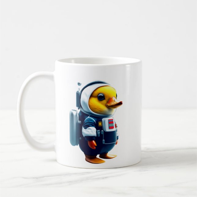 Taza De Café patito con traje de astronauta (Izquierda)