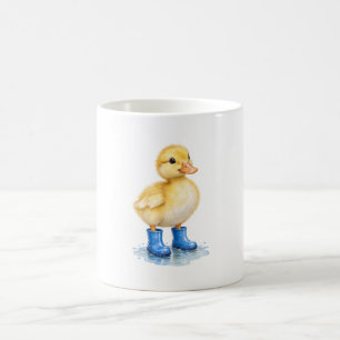 Taza De Café Patito en Botas Azules de Lluvia
