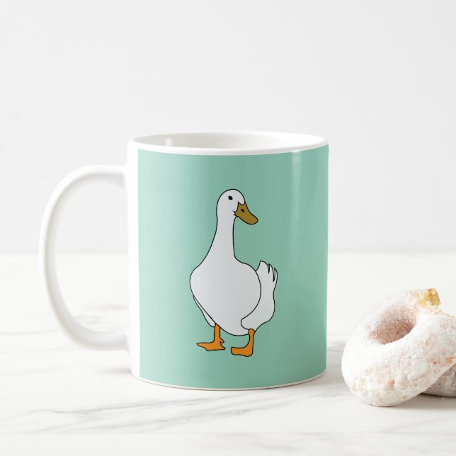 Taza De Café Pato Ave Blanco Pato  (Con donut)